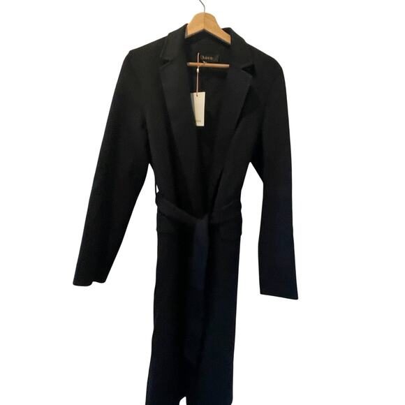 Quince Wm 100% Mongolian Cashmere Double-Faced Wrap Coat Black S MSRP $500 NWT! - Picture 2 of 5